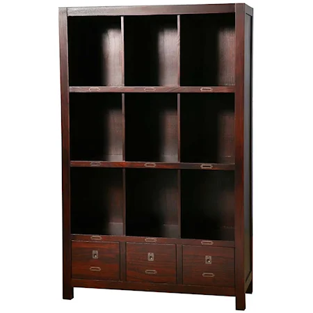 Solid Wood Bookcase with 9 Shelf Compartments